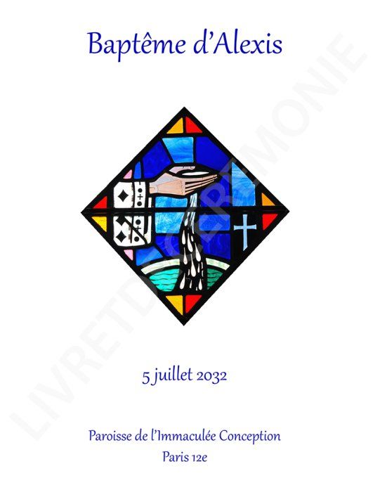 Couverture de livret de baptême vitrail